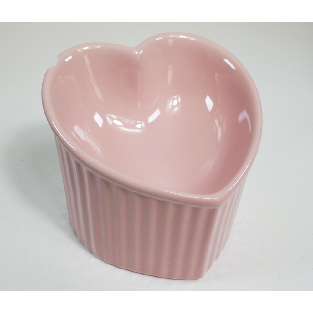 Pink Ceramic Raised Cat Bowl Tilted Elevated Food Water Dish Ergonomic Chipped